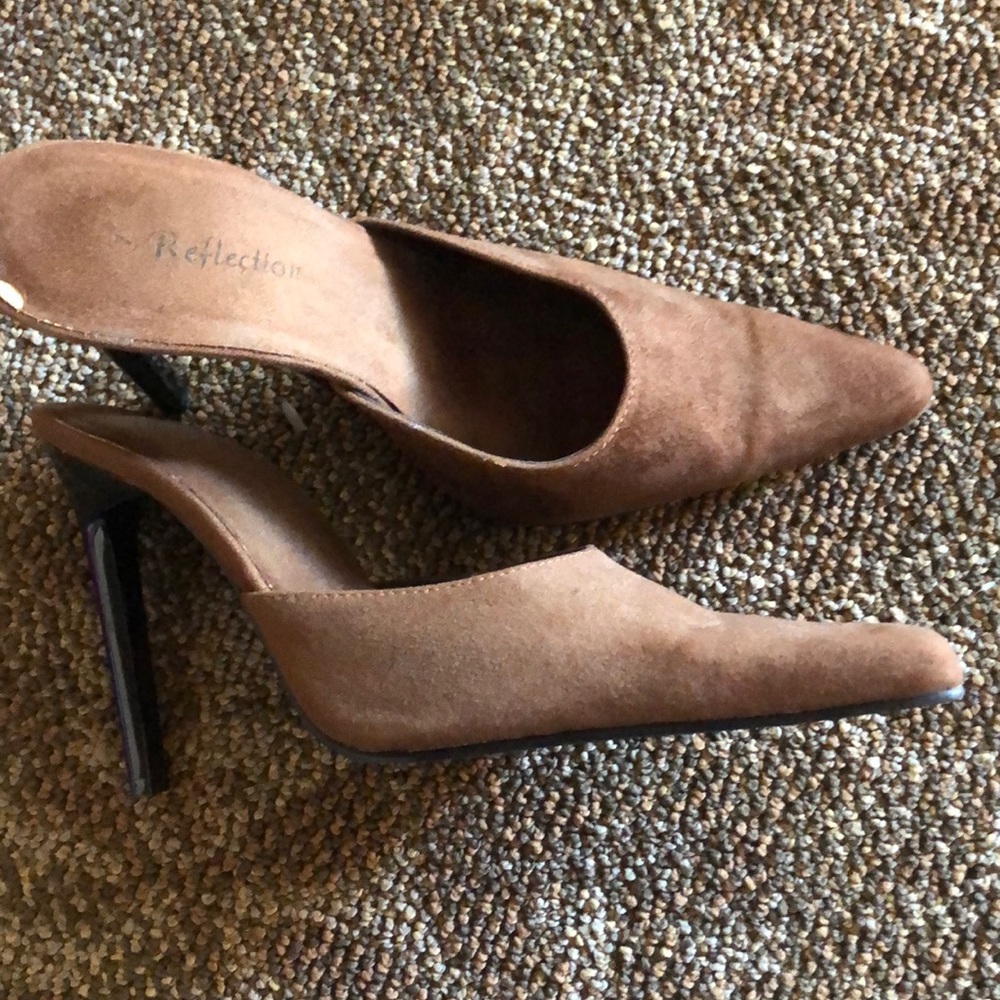 Brown slip on heels